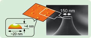 図1　自己集合半導体量子ドットとメサ構造