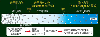 図1　気液界面とその近傍を支配する3つの力学とこれらの接続