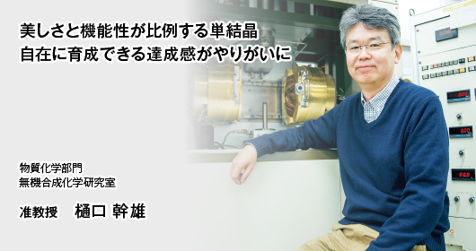 美しさと機能性が比例する単結晶　自在に育成できる達成感がやりがいに　物質化学部門　無機合成化学研究室　准教授　樋口 幹雄